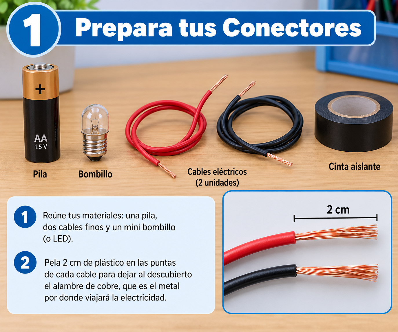 Guía ilustrada del circuito sencillo, paso 1: prepara tus conectores