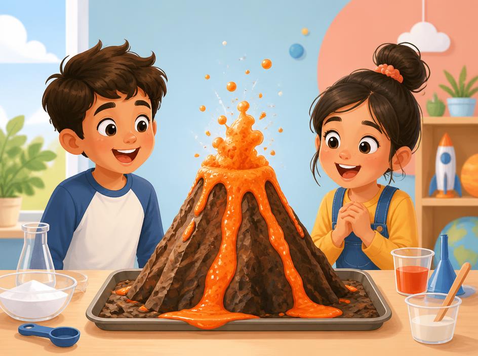 Volcán casero en erupción